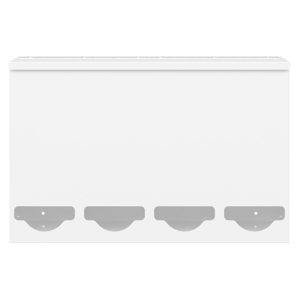 Quad, Lidded, Bulk PPE dispenser-White-empty, front facing
