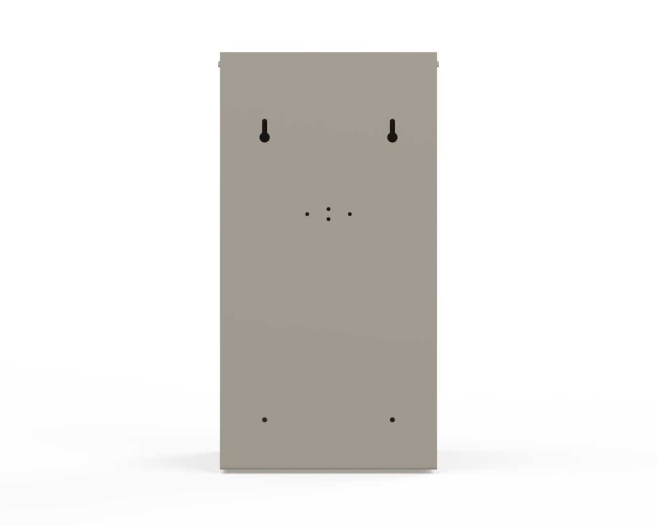 Extra Large, Beige Lidded Bulk Dispenser. Back View, holes for wall or bracket/rail mounting.