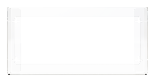 Glove Dispenser. Quad, Clear PETG plastic, wall mount, non-divided, front facing. Empty.