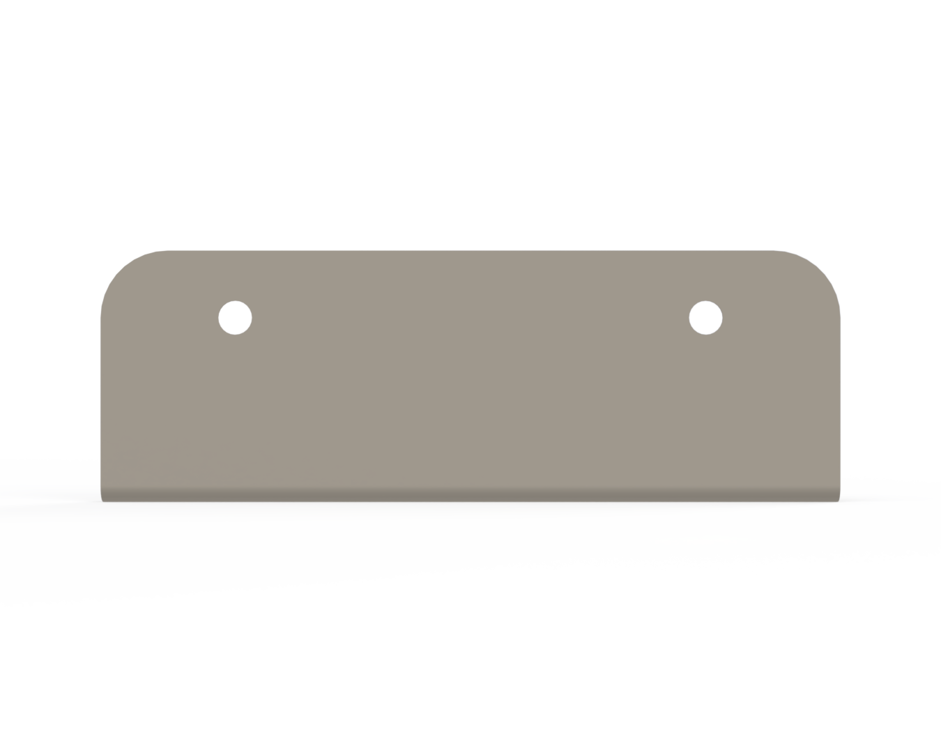 Beige metal wall hanger with 2 keyholes, back view.