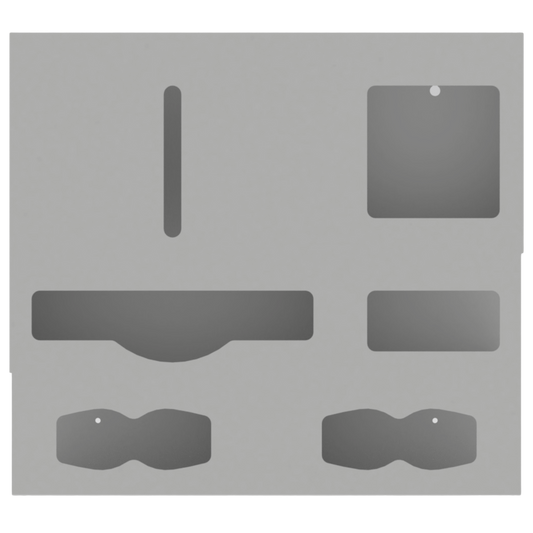 Beige, ABS 5 compartment wall organizer, front facing, empty.