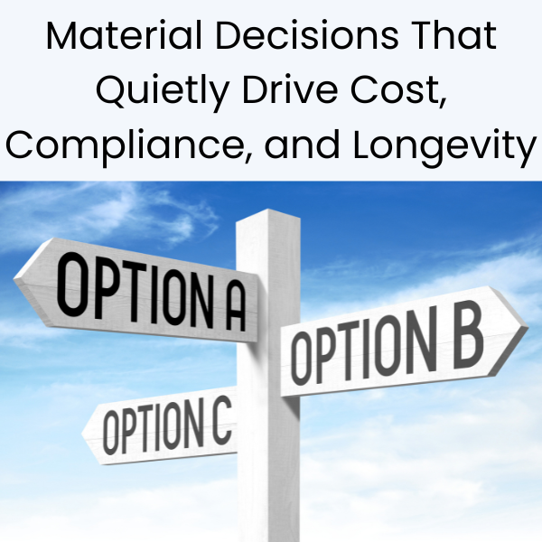 Material Decisions That Quietly Drive Cost, Compliance, and Longevity