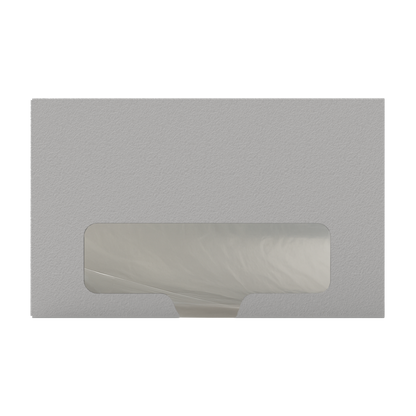 Large, Beige, metal bag dispenser, front facing with a clear roll of bags.