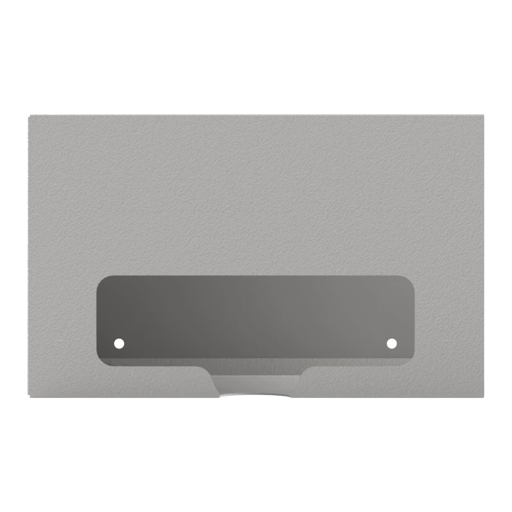 Large, Beige, metal bag dispenser, front facing, Empty.