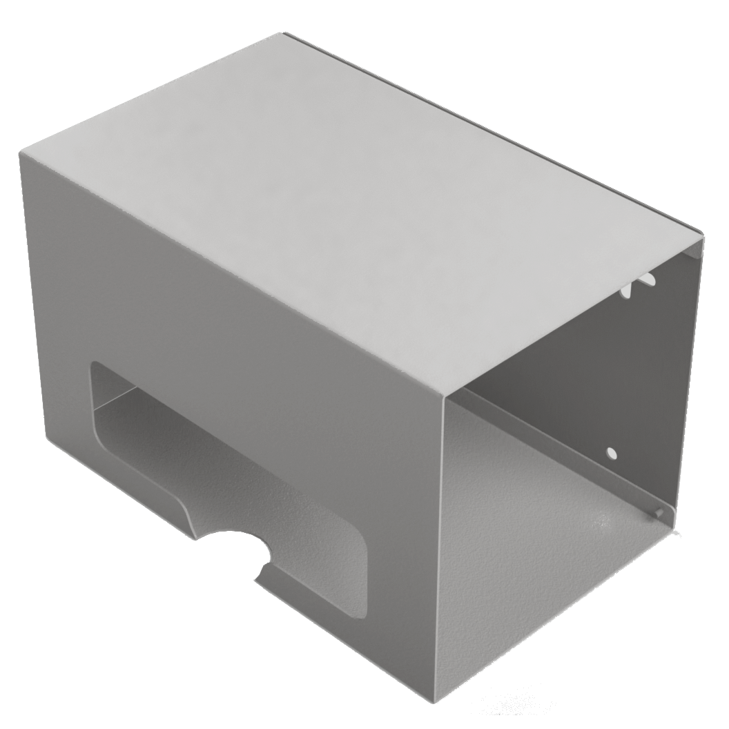 Large, Beige, metal bag dispenser, front facing, Empty.