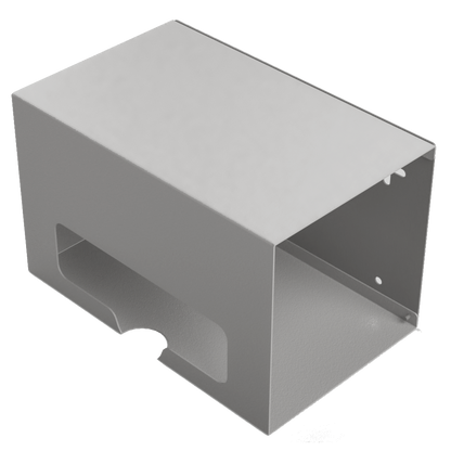 Large, Beige, metal bag dispenser, front facing, Empty.