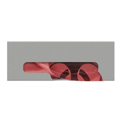 Beige ABS single compartment bag dispenser with side hole for loading and front bottom hole for dispensing. Showing Linen bags.