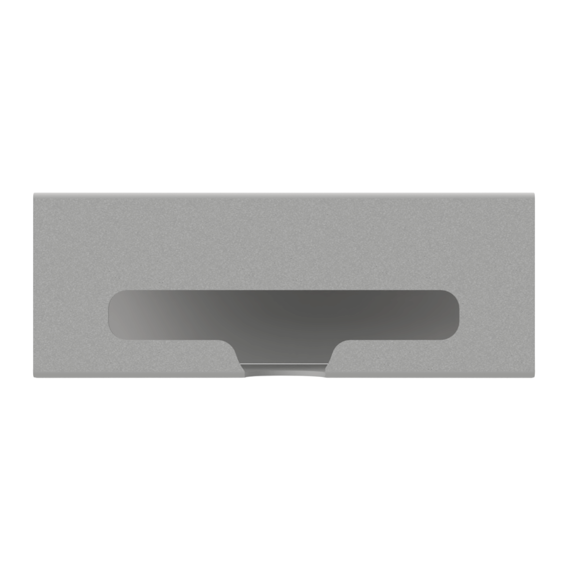 Beige ABS single compartment bag dispenser with side hole for loading and front bottom hole for dispensing. Empty.