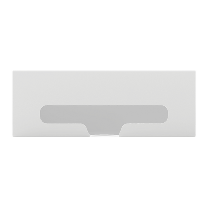 White ABS single compartment bag dispenser with side hole for loading and front bottom hole for dispensing. Empty. 