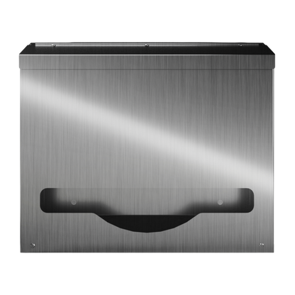 Bulk Dispenser, Short single, Stainless Steel, wall mount. top loading, top or bottom dispensing. Empty, front facing