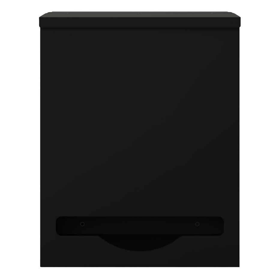 Single, Lidded, Bulk PPE dispenser-Black, empty.