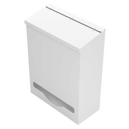 Single Lidded, Bulk PPE dispenser-White-Empty angled slightly left