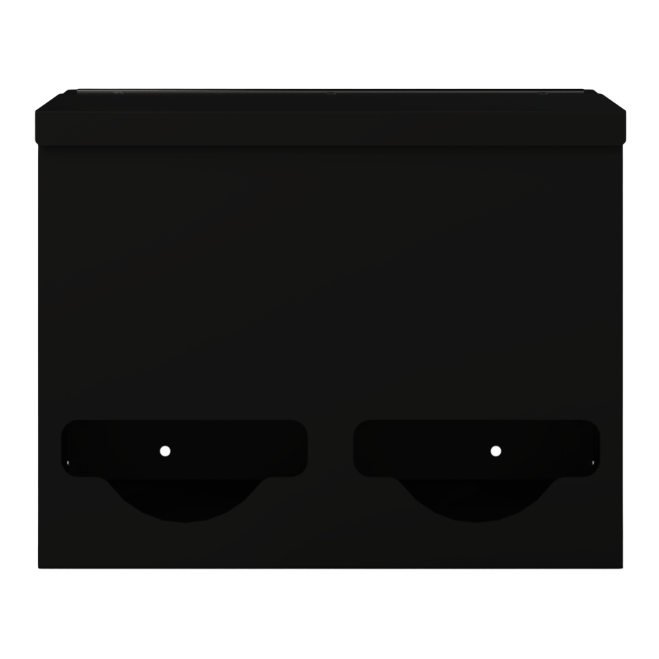 Double, Lidded, Bulk PPE dispenser-Black- Empty.