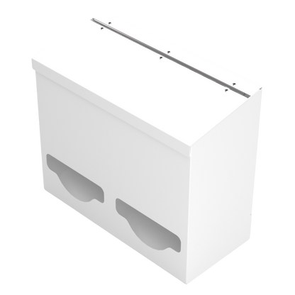 Double, Lidded, Bulk PPE dispenser-White-Empty angled slightly left