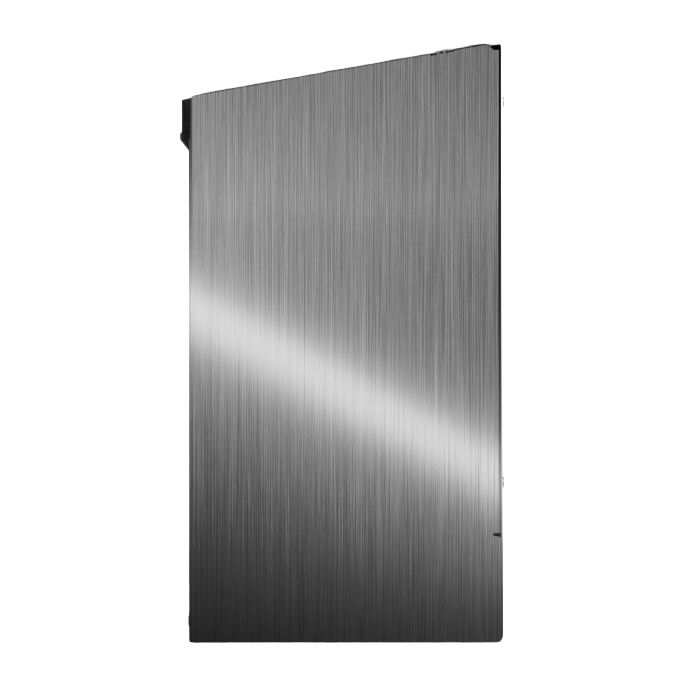 Bulk Dispenser, Triple, Stainless Steel, wall mount. Divided, 3 compartments. Empty, right side