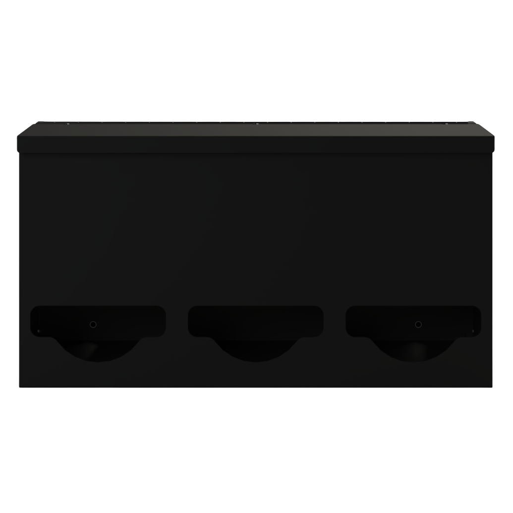 Triple, Lidded, Bulk PPE dispenser-Black- Empty 