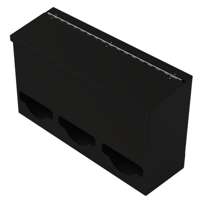 Triple, Lidded, Bulk PPE dispenser-Black- Empty angled slightly left
