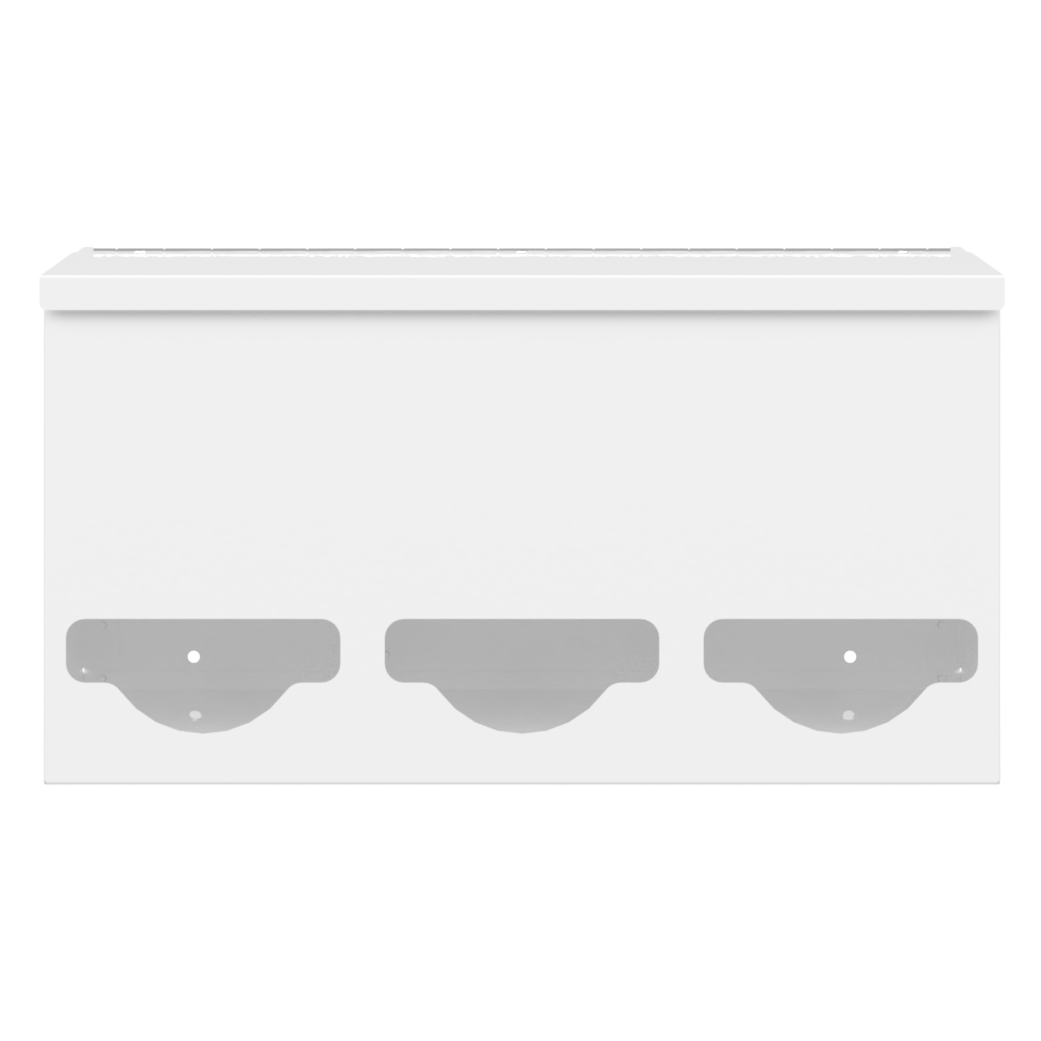 Triple, Lidded, Bulk PPE dispenser-White-Empty