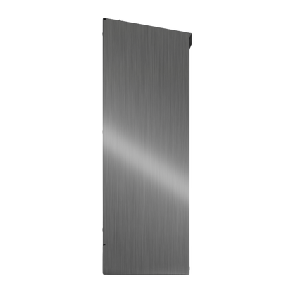 Bulk Dispenser, Tall Triple, Stainless Steel, wall mount. 3 compartments, top loading, top or bottom front dispensing. Empty, left side