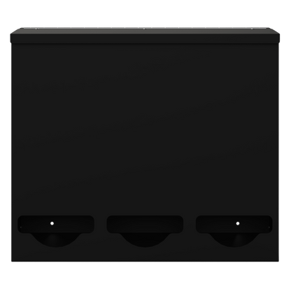 Triple, Lidded, Bulk PPE dispenser-Black- Empty front facing
