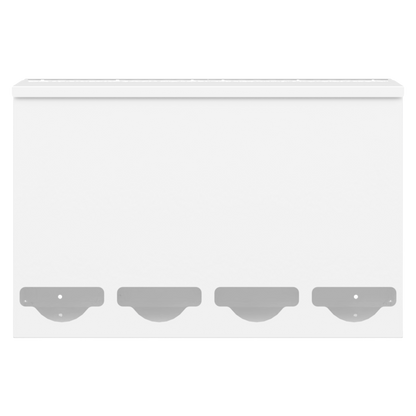 Quad, Lidded, Bulk PPE dispenser-White-empty, front facing