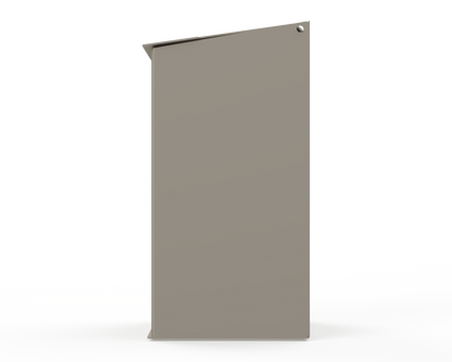 Extra Large, Beige Lidded Bulk Dispenser with cut out for dispensing bulk items. Side View