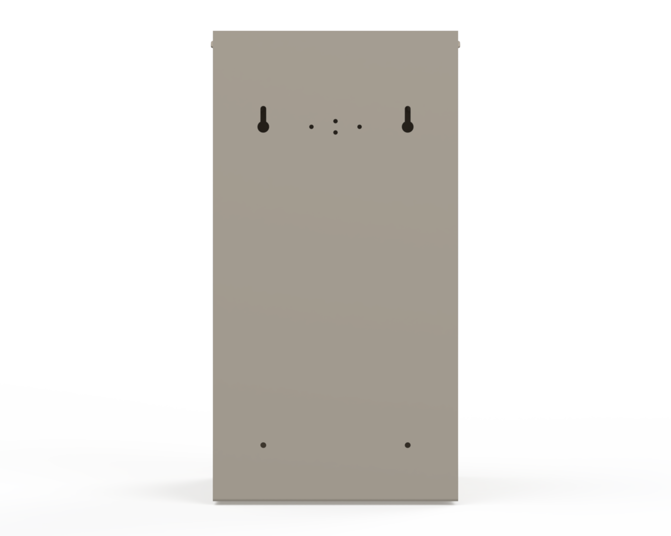 Extra Large, Beige Lidded Bulk Dispenser with cut out for dispensing bulk items. Back with Mounting holes for wall or bracket systems for rail.