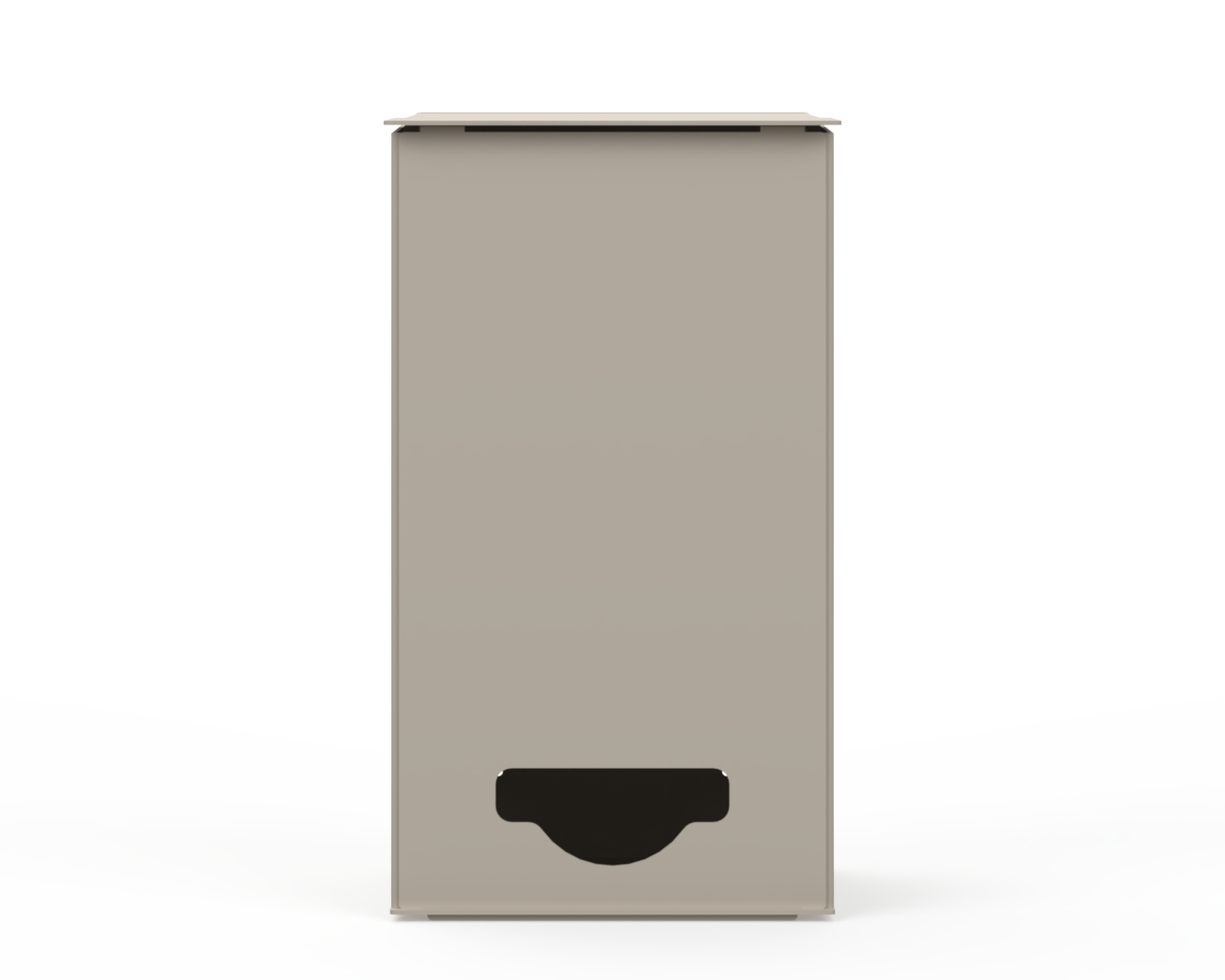 Extra Large, Beige Lidded Bulk Dispenser with cut out for dispensing bulk items. Front Facing