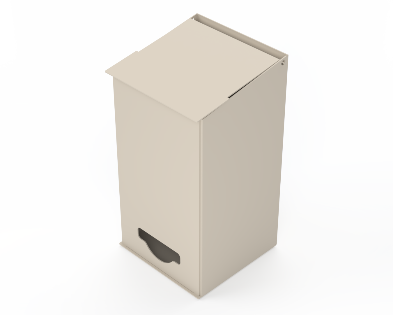 Extra Large, Beige, Lidded Bulk Dispenser with cut out for dispensing bulk items. Front Facing slightly left angled.