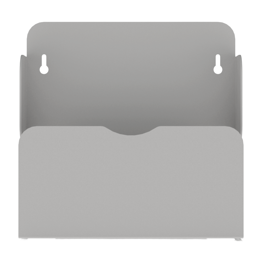 Bed Pan holder, Beige ABS Plastic, Single, Wall mount. Front view, empty