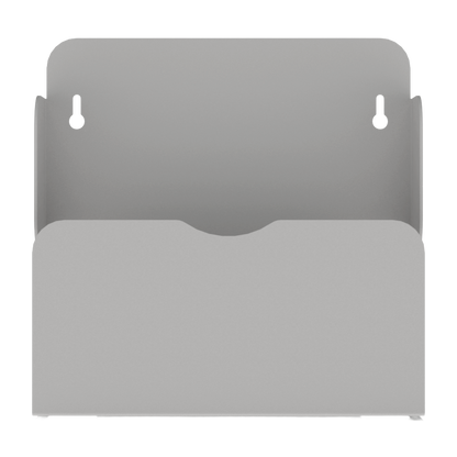 Bed Pan holder, Beige ABS Plastic, Single, Wall mount. Front view, empty