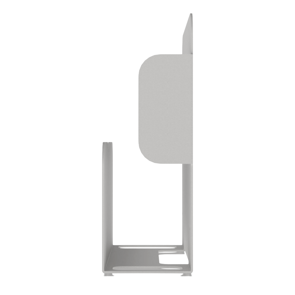 Bed Pan holder, Beige ABS Plastic, Single, Wall mount. Empty, right side. Both slots for urinal hooks are visible.