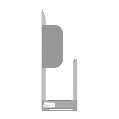 Bed Pan holder, Beige metal, Single, Wall mount. holds one bedpan and up to 2 urinals. Empty, left side and showing both urinal slots. 