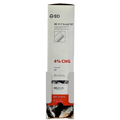 Beige plastic dispenser with bottom opening for scrub brushes in a box.