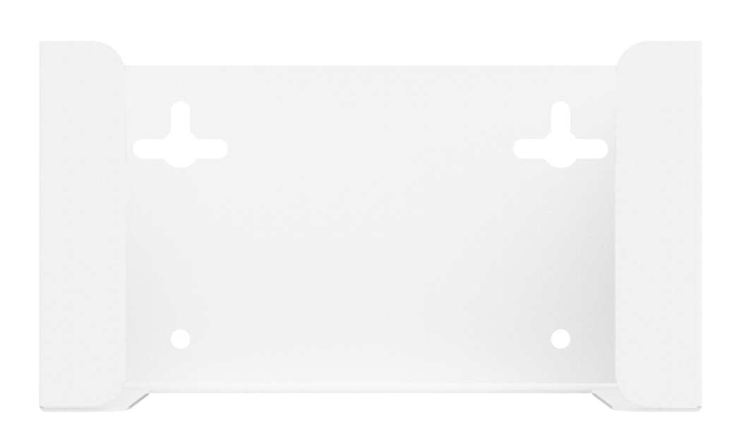White, steel, mask dispenser, front facing, empty.  