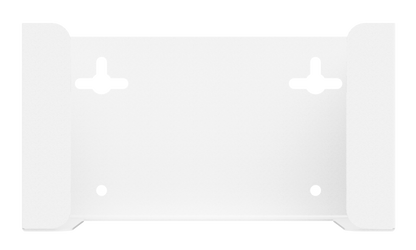 White, steel, mask dispenser, front facing, empty.  