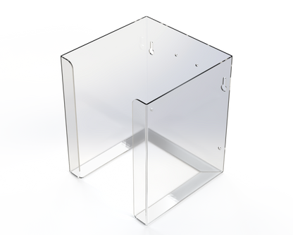 Clear PETG Dispenser. Empty. Front facing angled slightly left.