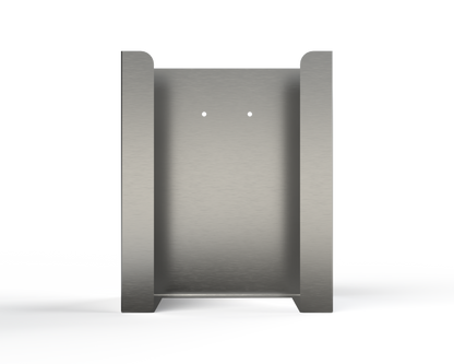 Stainless Steel square double sized facemask dispenser. facing front.