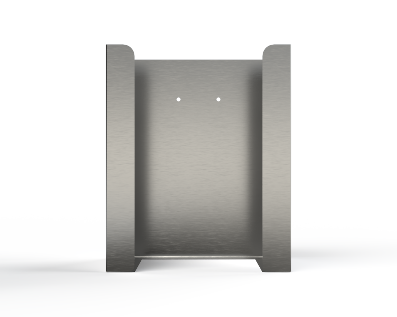 Stainless Steel square double sized facemask dispenser. facing front.