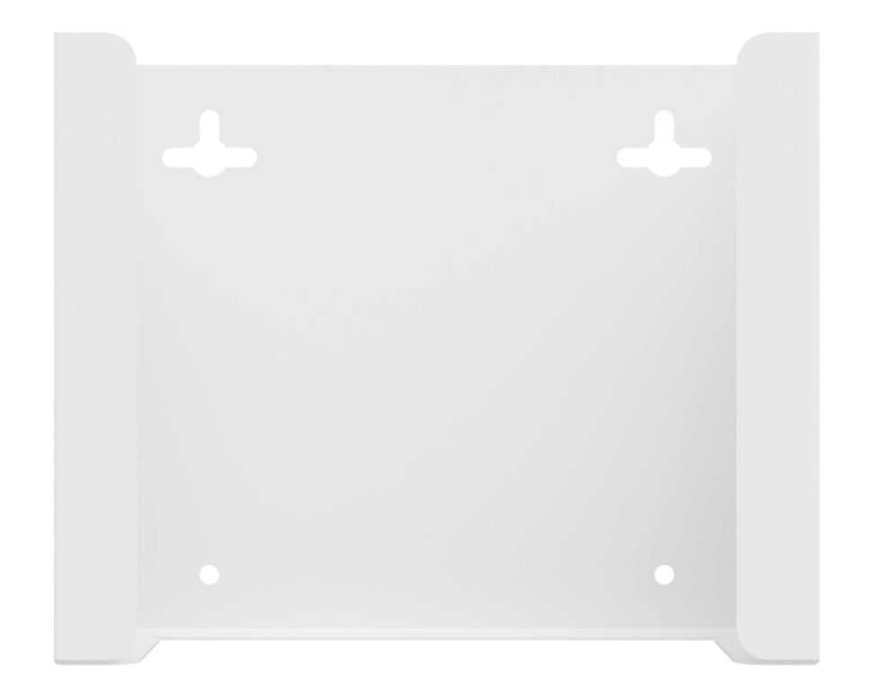 White, steel, mask dispenser, front facing, empty.  