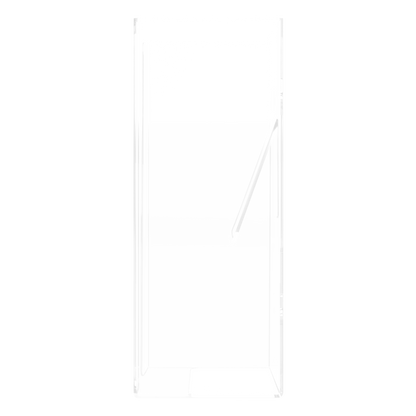 Glove Dispenser, Single, clear PETG plastic, wall-mount, with spring in back to push box forward and fit multiple sized boxes. Open front for dispensing directly from box. Right side view, empty.