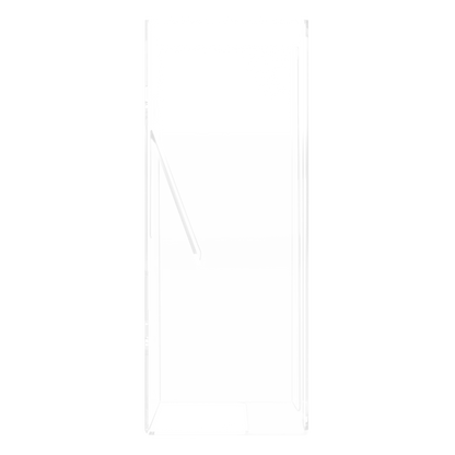 Glove Dispenser, Single, clear PETG plastic, wall-mount, with spring in back to push box forward and fit multiple sized boxes. Open front for dispensing directly from box. Left side view, empty.
