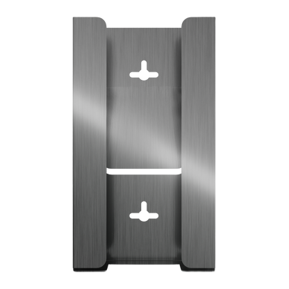 Glove Dispenser, Single, Stainless Steel, wall mount, with a spring in back to push smaller boxes forward. Empty front view.
