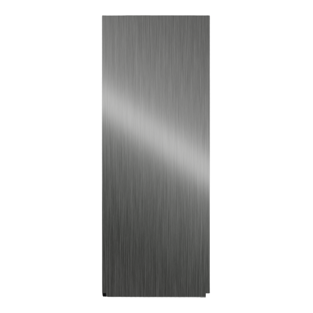 Stainless Steel single glove dispenser, empty. Left side view.