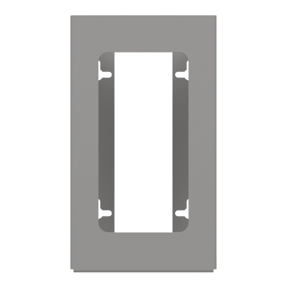 Glove Dispenser, Single, Beige ABS plastic, wall-mount with a rectangular cutout for dispensing. Front facing, empty