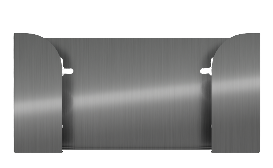 Glove Dispenser, Stainless Steel, single, wall mount. non-divided, horizontal mount, top loading, glove dispenser, front facing, empty.  