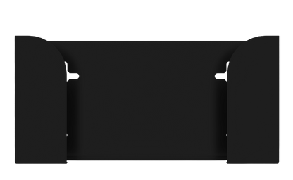 Glove Dispenser, Black Steel, single, wall mount. top loading, horizontal mounted glove dispenser, front facing, empty.  