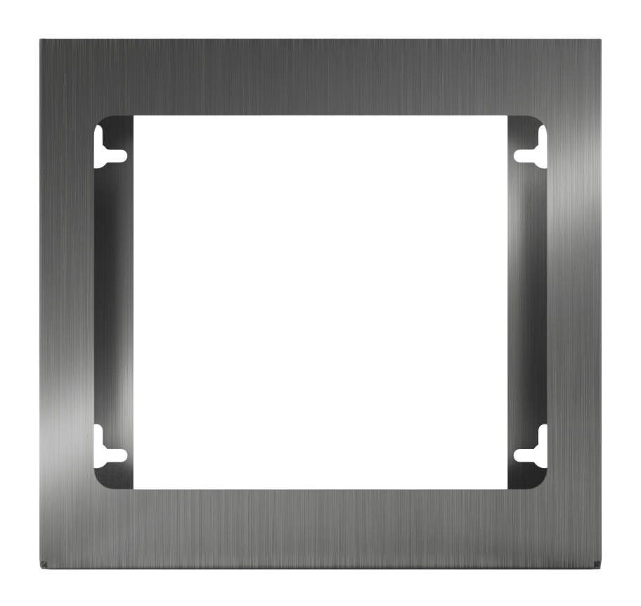 Glove Dispenser. Double, Stainless Steel, non-divided, wall mount. front facing, empty.
