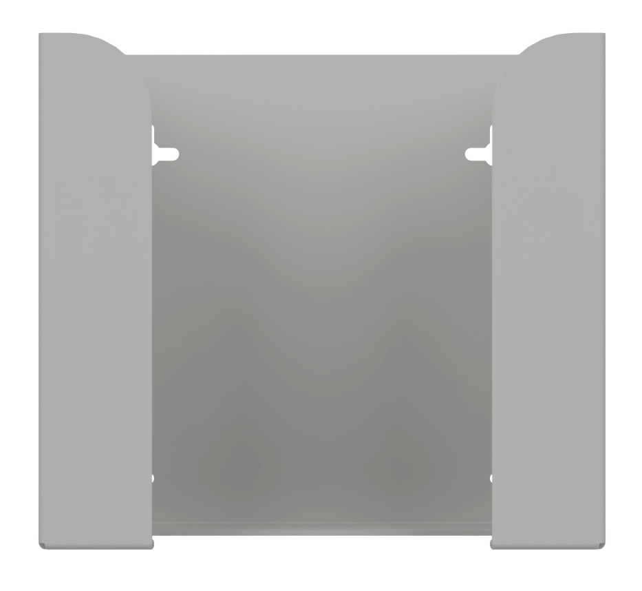 Glove Dispenser. Beige ABS plastic, Double, wall mount, non-divided, vertical stackable glove dispenser, front facing, vertical. Empty. 