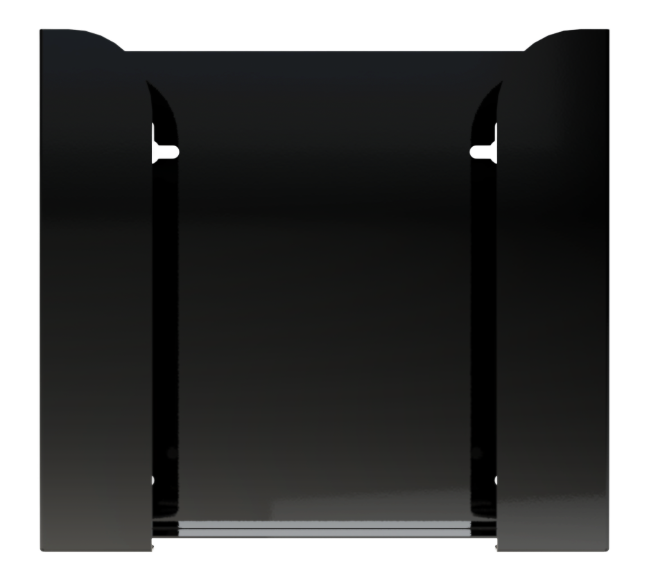 Glove Dispenser. Black Steel, Double, wall mount, non-divided, vertical stackable glove dispenser, front facing, empty